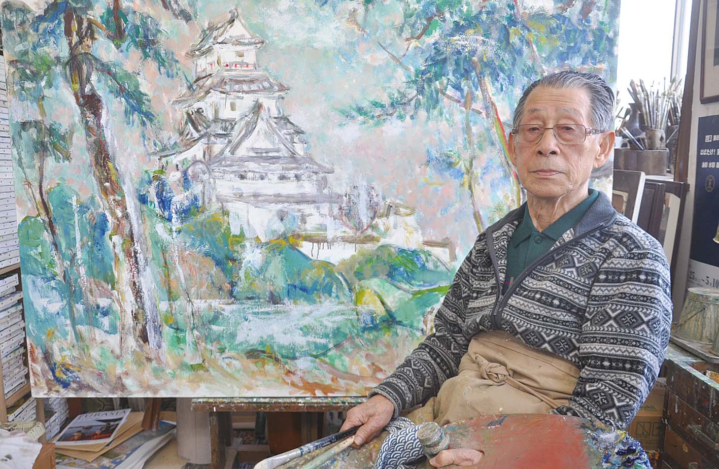 真作】絵画 楢崎重視 油彩SM 高麗錦秋 東光会名誉会員 逸品 T63